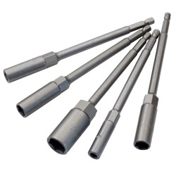 M8X 1/4" X150mm Hex Shank Length Deepen Power Nut Driver , 5pcs/pkt