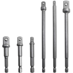 6 Pcs Hex Shank Socket Adapter Drill Bit/Extension Set, 1/4", 3/8", and 1/2" Driver Power Drill Impact Driver - 3 inch & 6 inch Socket Adapter