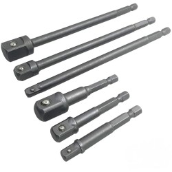 6 Pcs Hex Shank Socket Adapter Drill Bit/Extension Set, 1/4", 3/8", and 1/2" Driver Power Drill Impact Driver - 3 inch & 6 inch Socket Adapter