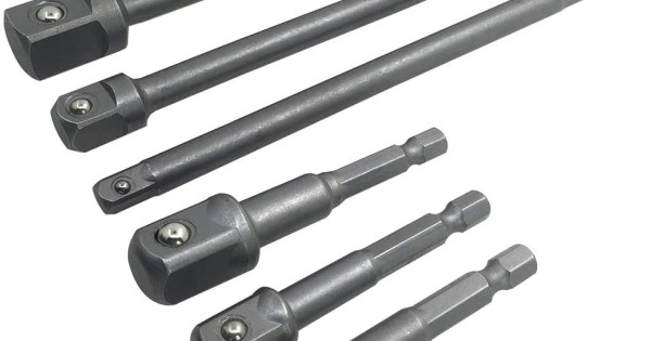6 Pcs Hex Shank Socket Adapter Drill Bit/Extension Set, 1/4in, 3/8in ...