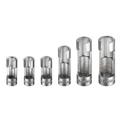 6pcs Slotted Socket Set ,3/8" Dr.,10, 11, 12, 14 mm; 1/2" Dr.: 17, 19 mm (6 PT).