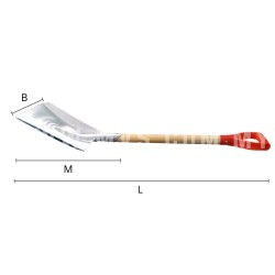 ALUMINIUM SHOVEL ,990mm(L) X Blade Width 240mm X  Blade Length 418mm ,Wooden shaft and PYD handle