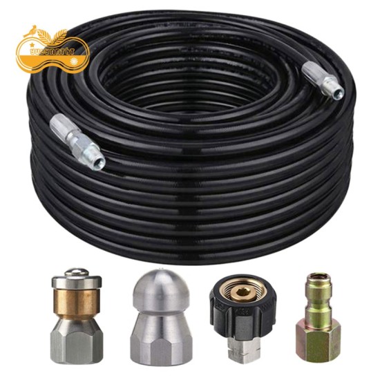 Pressure Washer,1/4 Inch NPT, 50 Feet Hose, Button Nose and Rotating Sewer Jetting N