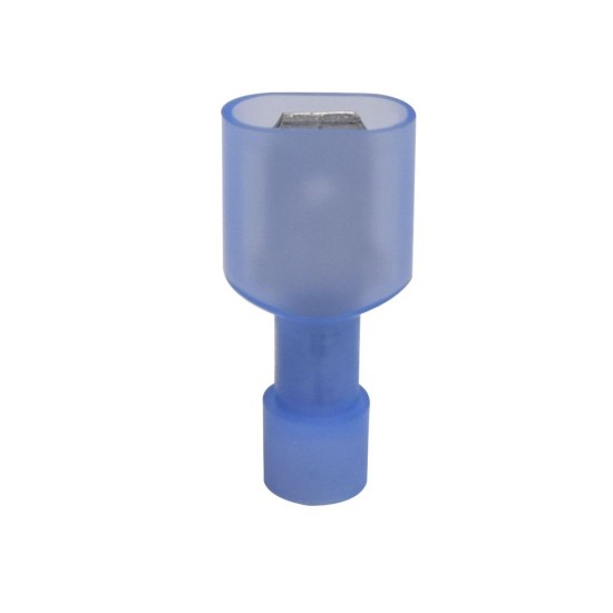 Insulated Crimp Terminal Spade Blue, 1/4" Flat Pin,Male Quick Disconnect, 6.35mm x 0.81mm, 0.25" x 0.032", 16 AWG,100pcs/pkt