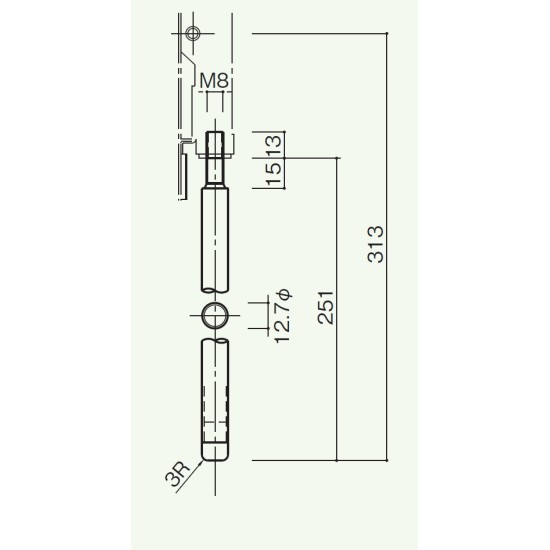 SUS Manual Flush Bolt ,300125P M8X 313mm Bolt,
