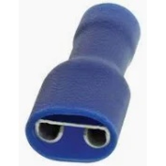 Insulated Crimp Terminal Spade Blue, Female Quick Disconnect, 6.35mm x 0.81mm, 0.25" x 0.032" ,100pcs/pkt