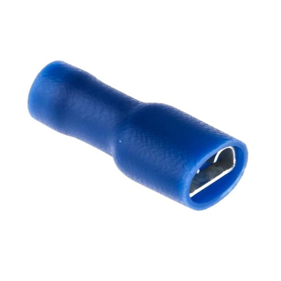 Insulated Crimp Terminal Spade Blue, Female Quick Disconnect, 6.35mm x 0.81mm, 0.25" x 0.032" ,100pcs/pkt
