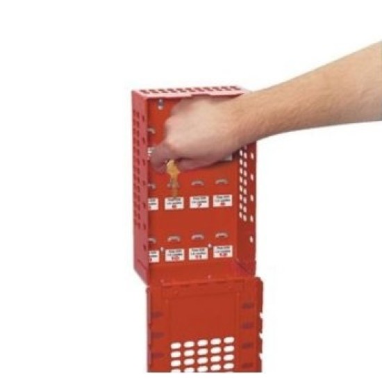 Red Steel Group Lockout Box, Max. Number of Padlocks: 14, 12-3/4" x 6-3/8"