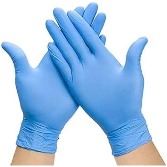 NITRILE DISPOSABLE POWDER FREE GLOVES TEXTURED ,100PCS/BAG, 12"-L SIZE / BLUE