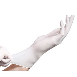 NITRILE DISPOSABLE POWDER FREE GLOVES TEXTURED ,100PCS/BAG, 12in-S SIZE / WHITE, 10BAG/CTN