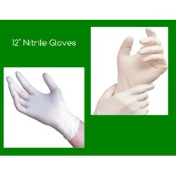 NITRILE DISPOSABLE POWDER FREE GLOVES TEXTURED ,100PCS/BAG, 12"-L SIZE / WHITE