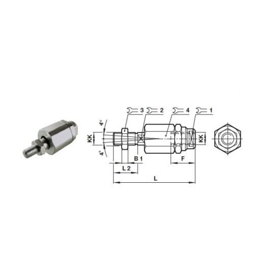 DIA 25-32 SWIVEL ROD MTG AK, Piston Rod Swivel AK ,32mm , Thread M10 X 1.25