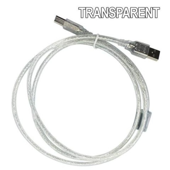 USB 2.0 Printer Cable, 5m: A-Male − B-Male (Transparent White or Black) 