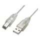 USB 2.0 Printer Cable, 5m: A-Male − B-Male (Transparent White or Black) 