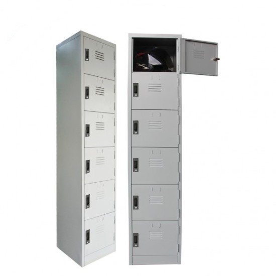 6D15 COMPARTMENT STEEL LOCKER, L.GREY .SIZE: 381 X 381 X 1828MM