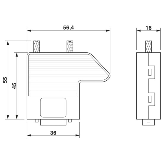 56.4mm X 36mm X 45mm, D Sub Connector, Subcon, DB9, Standard, Receptacle, SUBCON, 9 Contacts, DE, Screw,PHOENIX CONTACT