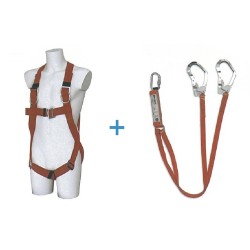 Body Harness ,Built in with 2pcs webbing lanyard with 2pcs large hook ,energy absorber & carabiner