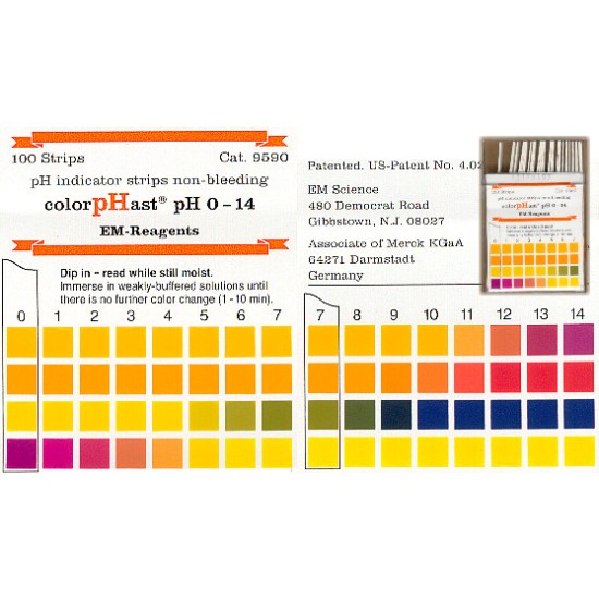 Brand: Merck, PH indicator strips, PH 0-14, 100 strips/box ,acid , alkaline