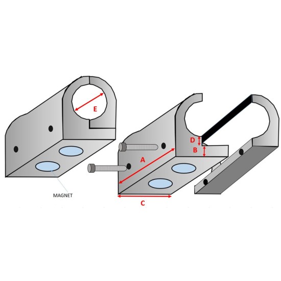 ID 31.5mm,Aluminium Pipe Holder with 29mm Strong Magnetic Base,80mm Length ,8270K