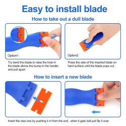 Plastic Razor Blade Scraper, 2 Pack Razor Scraper with 100 Pcs