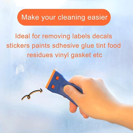 Plastic Razor Blade Scraper, 2 Pack Razor Scraper with 100 Pcs