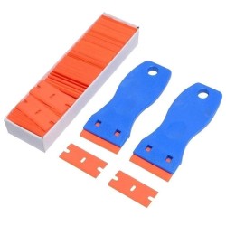 Plastic Razor Blade Scraper, 2 Pack Razor Scraper with 100 Pcs