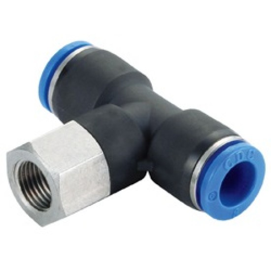 6mm X 1/8" Female Thread X 6mm Tee ,Quick Connect Fitting