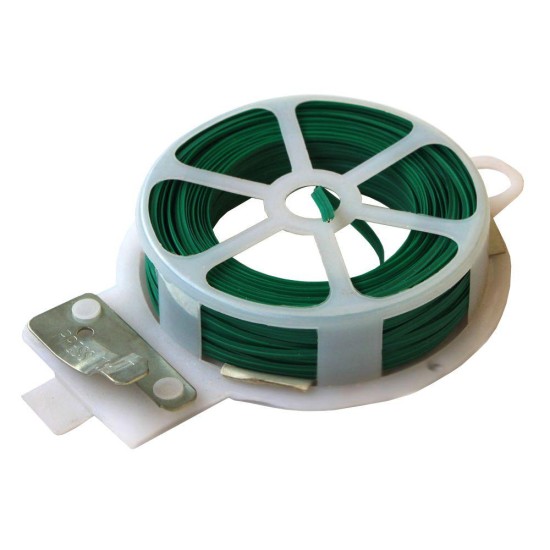 Green PVC Coated Twist Tie ,Wire1.0mm X 1.5mmCoated X 2 roll X 30mtrs