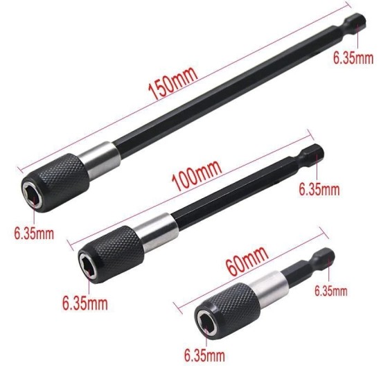 P188 ,MAGNETIC SCREWDRIVERHEX ADAPTER QUICK RELEASE DRILL BIT 3 PCS/SET