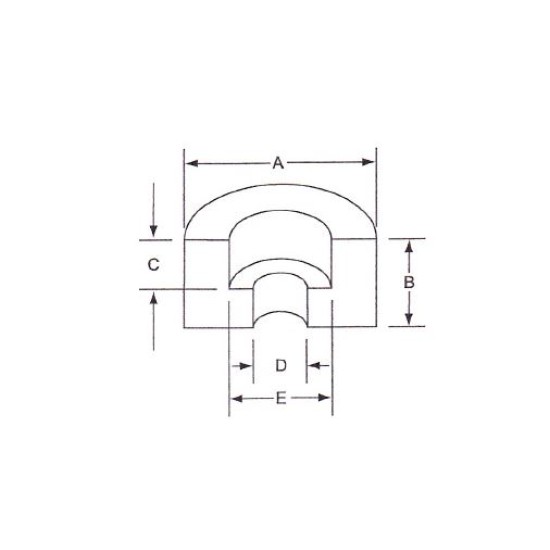 38MM X 20MM X 16MM BLACK COLOUR BUSH RUBBER, 50PCS/BOX