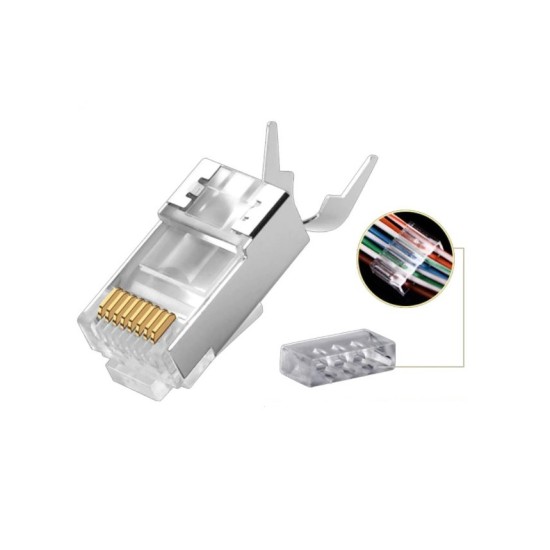 CAT7, Shielded RJ45 Plug w/Gold-plated Contacts , 10pcs/pkt