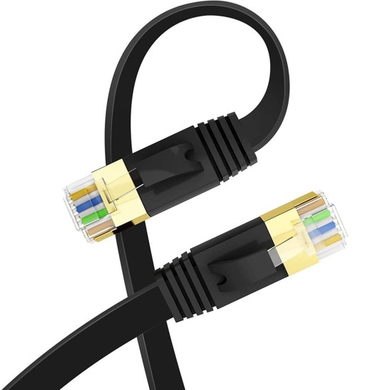 TELEGARTNER CAT7 S/FTP Patch Cable, 0.5m (Black):  Shielded RJ45 Plug w/Gold-plated Contacts 