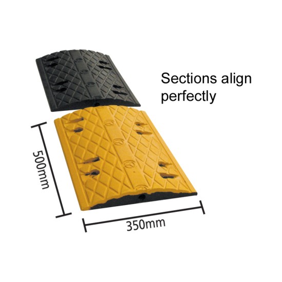RUBBER SPEED HUMP AM-RRSH, Size : 350mm Width x 500mm Long x 50mm Height ,color:  Yellow
