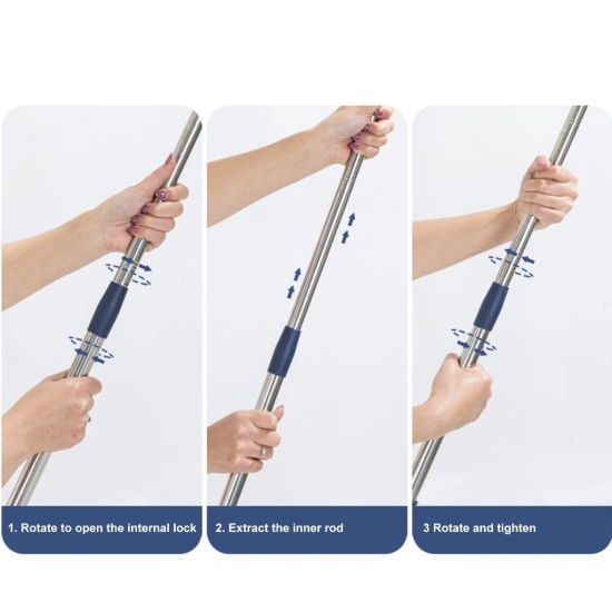 260mm, 2-in-1 Window Mesh Screen Brush Window Cleaner Magic Broom Wiper Telescopic Long Handle 102-135cm