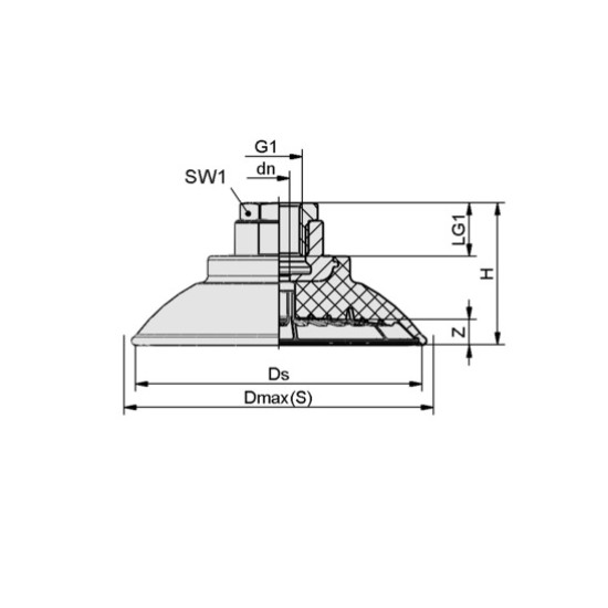 G1/4-IG, Flat suction pad (round) ,Dia size: 100.0 null, Nitrile rubber NBR