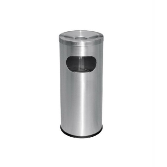 STAINLESS STEEL DUST BIN C/W ASHTRAY TOP ,Size : 295(D) x 760(H)mm