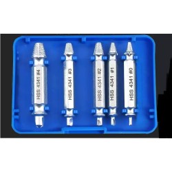 Damaged Screw Extractor Set, HSS 5 PCS Bolt Extractor Kit, Easily Remove Stripped and Broken Screws