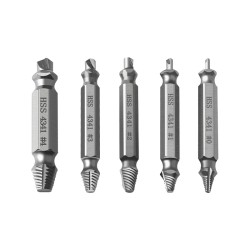 Damaged Screw Extractor Set, HSS 5 PCS Bolt Extractor Kit, Easily Remove Stripped and Broken Screws