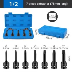 1/2" Drive Impact Socket Bit Screw Bolt Extractor 7pcs/set 