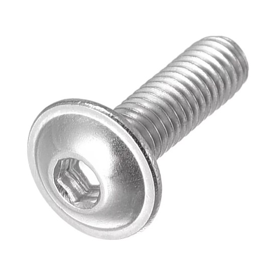 M6 X 1.0 X 12mm SUS Flange Button Cap , Flange OD 13.6mm X Head Height 3.3mm