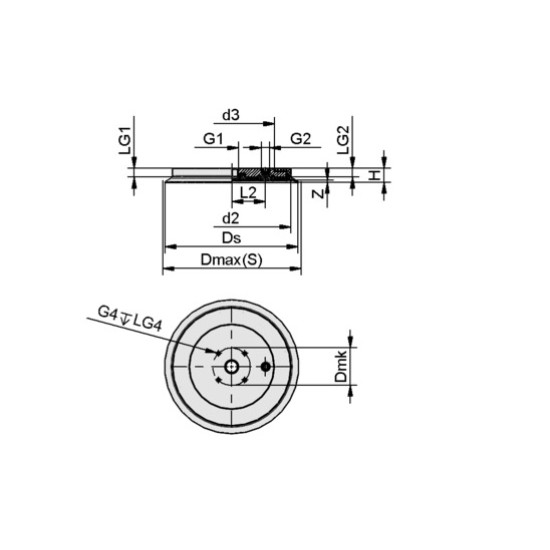 Suction plate (round), Dia size: 125.0 null ,High temp material, HT1 ,G1: G1/4"-F ,SCHMALZ