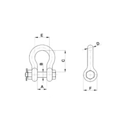 2" (WLL 35 Ton) HG6213 galvanized dee bolt & nut shackle (BST) SF 6:1