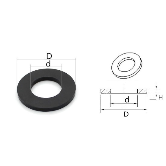 FPM-B, ID18MM FLAT WASHER, VITON BLACK