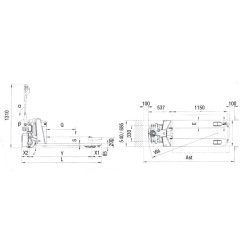 Semi-powered pallet truck, 1500KG. • Electrically driven, manual hydraulically lifted hand pallet truck