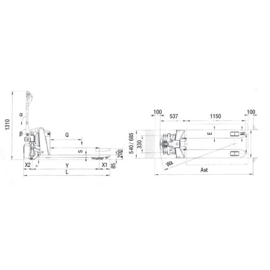 Semi powered pallet truck ,1500KG .â€¢Electrically driven, manual hydraulically lifted hand pallet truck 