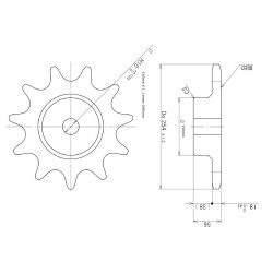 RF2100R-SS-1B1100T-SUS Sprocket , 11T, RF2100R,ID110MM  XD20mm X 85mm center ID 
