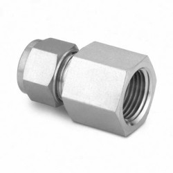 Stainless Steel Tube Fitting, Female Connector, 10 mm Tube OD x 1/2 in. Female NPT