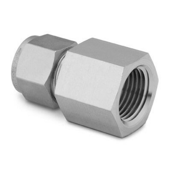 Stainless Steel Tube Fitting, Female Connector, 1/4 in. Tube OD x 1/4 in. Female NPT