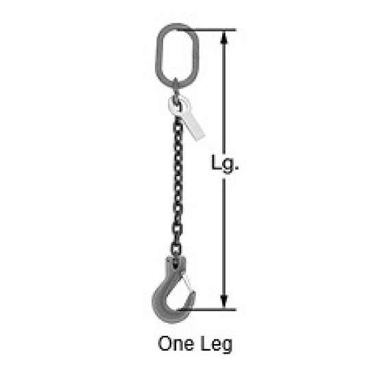 10ton ,2FT X 5/8" Chain , Hook Open 2" XW 1 3/8" ,Single Leg Chain Sling