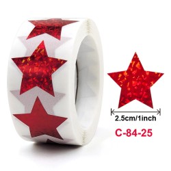 25mm, Red Colour , 500pcs Exquisite Laser Blank Five-pointed Star Stickers